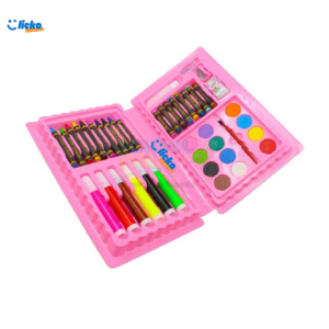 Kids Pink Fold-Out Art Set with Crayons, Markers & Paints