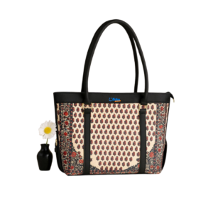 Vintage Floral Block Print Tote Bag